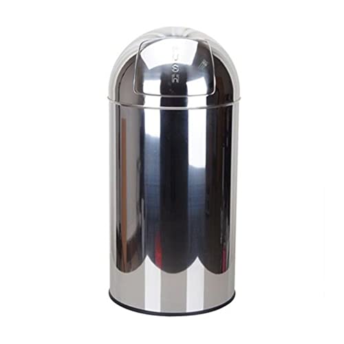 MYUYEE Cubo de Basura para Exteriores de Acero Inoxidable con Tapa abatible 92/132 galones Ideal para Uso Comercial Ideal para el hogar y la Oficina.,Un color-50L