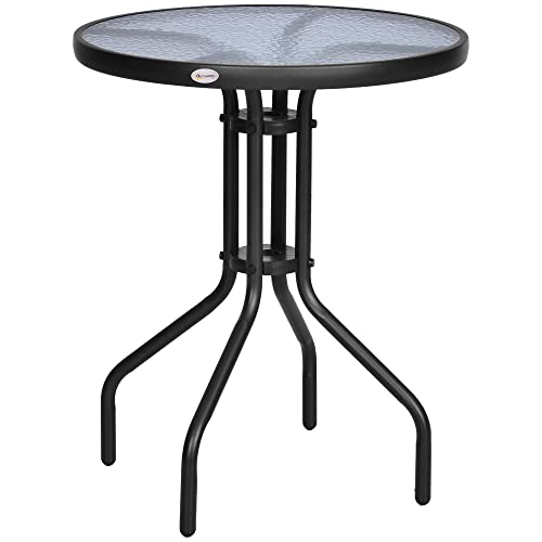 Outsunny Table Ronde Bistro de Jardin dim. Ø 60 x 70H cm métal époxy anticorrosion Noir Plateau...