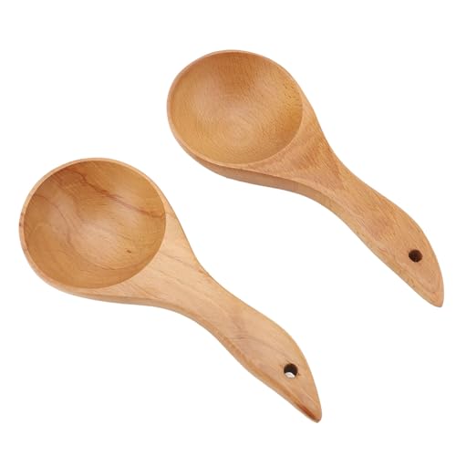 Cucchiaio da a Due Pezzi Squisito Mestolo di Legno Anti-stick con Legno Premium Realizzato per Insalata di Mescolando, Ideale per Ogni Ricetta e Requisito della