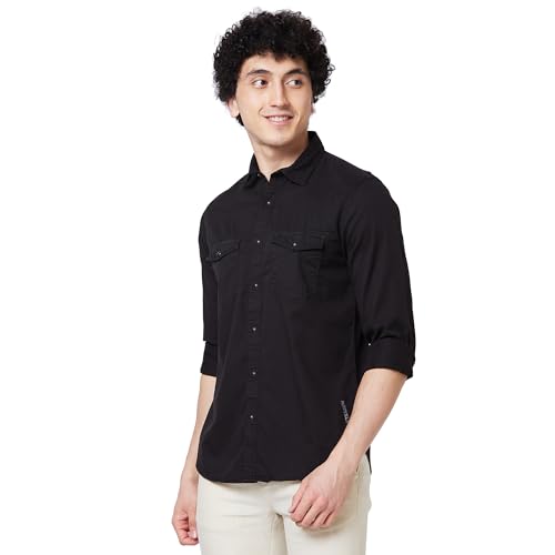Image of Spykar Men's Regular Fit N /A Full Sleeve Solid Casual Shirts