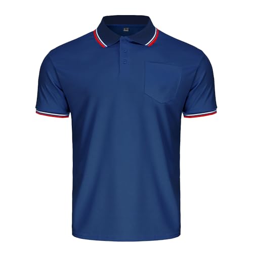 CUTIEHON Mens Baseball Softball Umpire Shirt Short Sleeve Polo Referee Shirts Sized for Chest Protector Navy