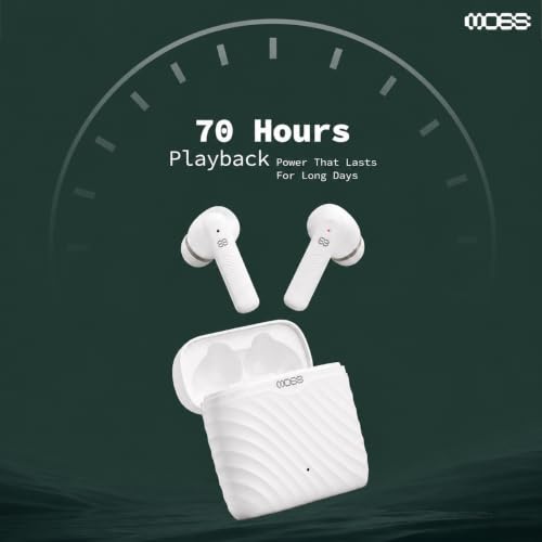 Image of MOSS Echo Endura - TWS Earbuds Up to 60 Hours Total Playback, Dual Mic ENC Clear Calls, Bluetooth 5.4, 8mm Drivers, Hall Switch, Low Latency (40-60ms), Dual EQ Modes (White)