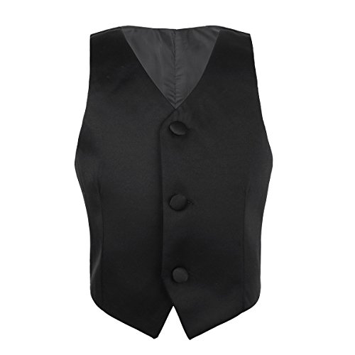 iiniim Kids Big Boys Formal Dress Vest Waistcoat Gentleman Wedding Birthday Party Suits 2-14 Years Black 2-3