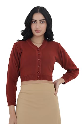 Image of Women Winter Wear V-Neck Full Sleeves Regular Fit Woollen Blouse