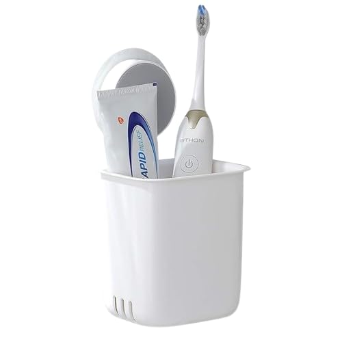COOKVITA Toothbrush Holders for Bathroom (Pack of 2), Plastic Wall Mounted Self Adhesive, Toothbrush Holder/Toothbrush Holders for Toothbrushes, Toothpaste, Shaver, Razor & Brush Holder | White