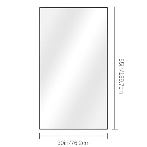 Image of DESBING Black Bathroom Mirror for Wall, 30x55 Inch Rectangle Mirrors with Metal Frame, Modern Vanity Wall Mirror Decor for Entryway Hangs, Bathroom Living Room Horizontal or Vertical