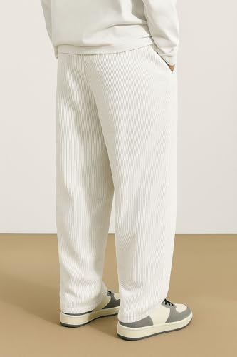 Image of INKKR Men's Polyester Causal Lightweight Elastic Waist with Drawstring Comfortable Loose Fit Trouser Pant
