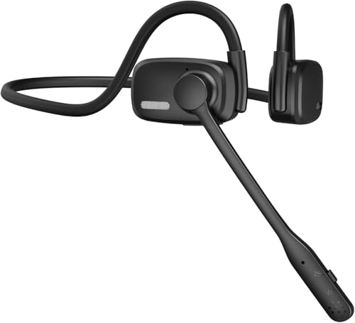 Image of Bluetooth Headphones, Bluetooth V5.4 Wireless Headphones with Noise Cancelling Mic, 12H Playtime, 15.4mm Diaphragm Driver, Open Ear Headset for Office Meeting Running Cycling Driving (Black)