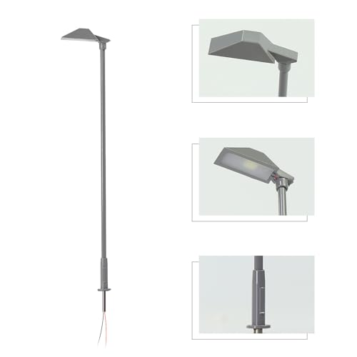 Evemodel 5 Stück Modell Lampe Modelleisenbahn Spur H0 1:87 Metall Straßenlaterne Landschaftsbau (kalt weiß)