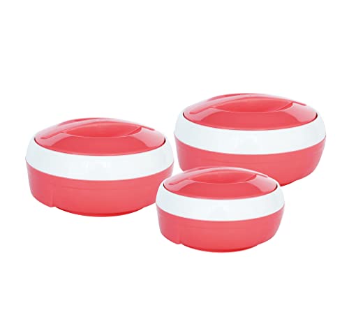 Princeware Plastic Plaid Casserole Set – 3.1L, 3 Pcs, Pink
