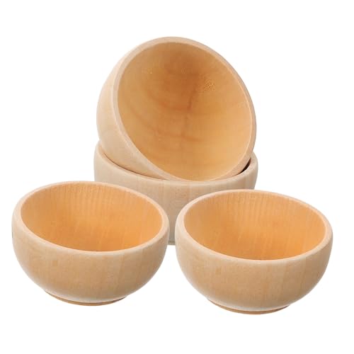 MOKKHNB 4pezzi Ciotole Di Legno Minuscole Mini Posate Di Legno Non Finiti Per Fai Da Te Materiale Per Artigianato Decorazioni Per Micropaesaggi