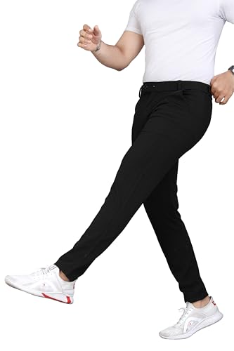 Image of Men's Regular Fit Self-Design Trousers | Mid-Rise Cotton Blend Pants for Work Stylish Formal Bottoms for Men (Pack of 1)