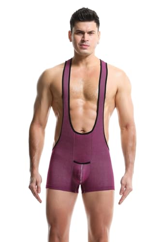 Men's Mankini Bodysuit Singlet Leotard Racerback Boxer Briefs Wrestling Jumpsuit Jock Strap3