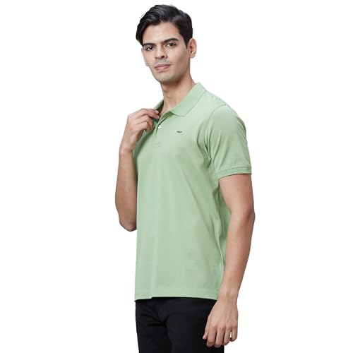 Image of Park Avenue Slim Fit Pure Cotton Print Pattern Polo Neck Casual T-Shirt