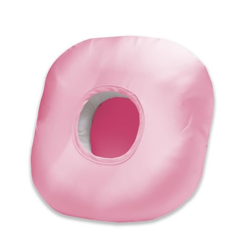 Image of Ear Piercing Pillow for Side Sleepers with Ear Hole, Donut Pillow for Ear with Silky Pillowcase for CNH and Ear Pain Inflammation Pressure Sores Piercing, Ear Guard Pillow (Pink Silk)