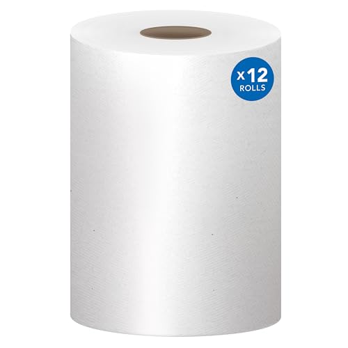 Image of Scott Essential Universal Hard Roll Towels (02068), with Absorbency Pockets, 1.5 inch Core, White, (400' /Roll, 12 Rolls /Case, 4,800' /Case)