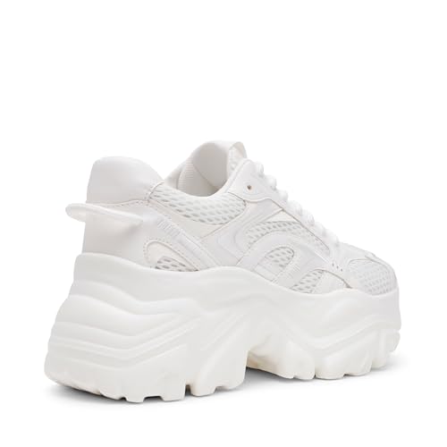 Steve Madden Women's Ripper Chunky Sneaker, White, 9