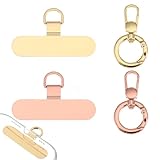WJIAAA 2 Stück Handykette Halterung Universal Pads, 2 Stück Feder-O-Ring, 360° drehbares Handy-Lanyard-Patch, ultradünnes Universal-Lanyard-Pad für die meisten Smartphones (Roségold + Champagnergold)