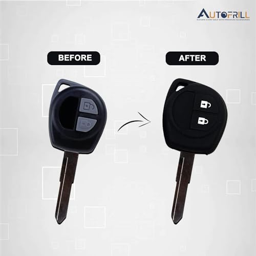 AUTOFRILL Silicone Car Key Cover for Maruti Suzuki Baleno, Grand Vitara, XL6, Swift, Brezza, Ertiga, Dzire, Celerio, Ciaz, SX4, Ignis, S Presso, S Cross, Fronx 2 Button Key Cover (Black)