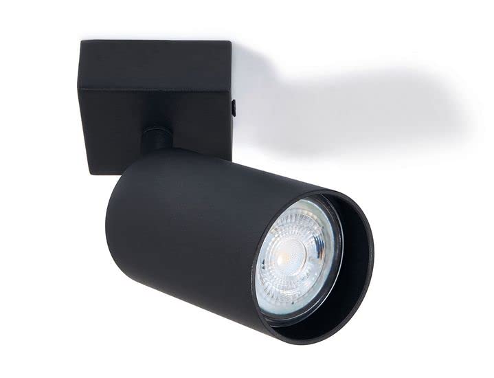LumenTEC Foco LED de techo, lámpara de techo giratoria, proyector de pared 1 foco, negro, para bombilla GU10, SPOTI (negro 1 foco)