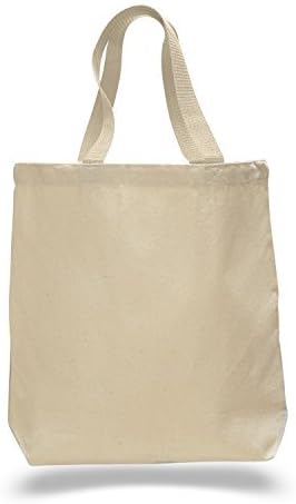 (Set of 12) 12 Pack- Wholesale Cotton Canvas Gusset and Contrasting Handles Tote Bag (Natural)