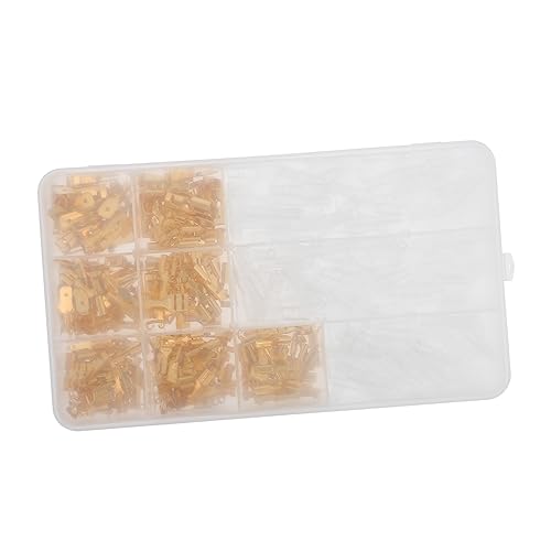 HOMOCONO 450pcs Spring Plug Wire Tools Earrings for Women Cord Ends Male and Female Wire Spade Female Spade Connector Wire Terminal Connectors Crimp Cable Connector Plastic Golden