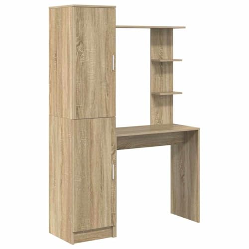 vidaXL Escritorio Roble Sonoma con Almacenamiento Madera Elaborada 2 Puertas Estantes Ajustables Diseño Moderno para Oficina o Estudio Superficie Resistente a Rayones Mesa de Escritura Compacta