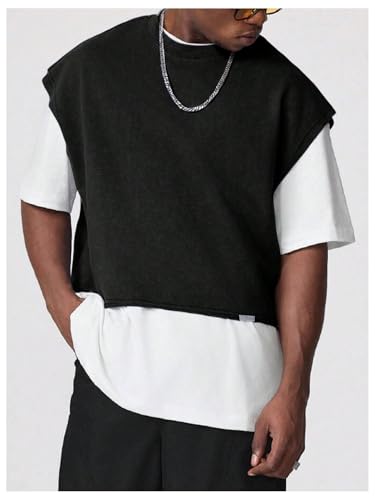 gorglitter men39s dolman sleeve crop vest top t shirts crewneck loose pullover tank tops