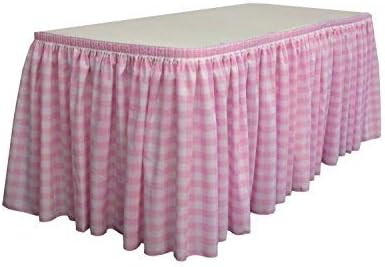 KS Linens Pink Checkered Table Skirt 17 Feet
