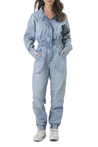 Forever 21 womens Denim Funnel-Neck Jumpsuit