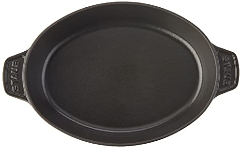Staub Cast Iron 9-Inch X 6.6-Inch Oval Covered Baking Dish - Matte Black, Made In France #TOP2