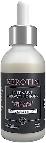 Kerotin Hair Growth Serum with Castor Oil for Hair Loss in Women, DHT Blocker, Promotes Scalp Care & Thicker Fuller Hair, Thickening Drops, Natural, Sulfate & Cruelty Free, Made in USA
