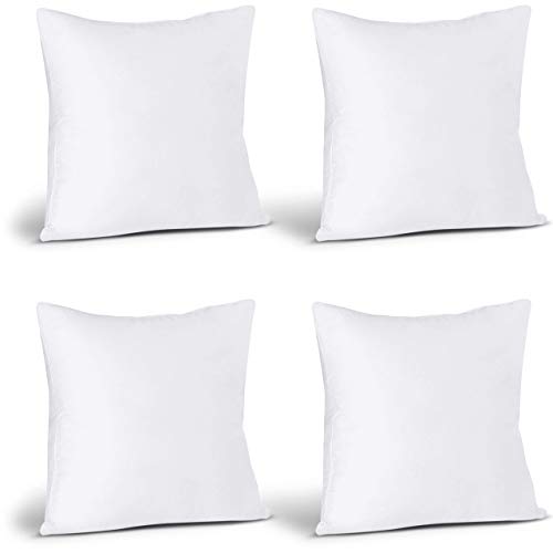 Utopia Bedding Cushion Inserts (Pack of 4) – 45x45 cm (18x18 inch) Hollowfibre Inner Pads for Sofa or Bed – White Cushion Fillers Thorw Pillow