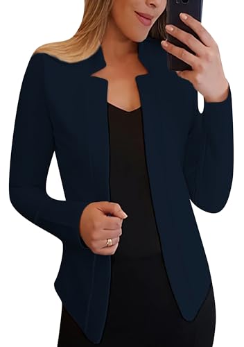 Image of YMING Womens Open Front Work Blazer Business Long Sleeve Jackets Solid Color Office Short Cardigans