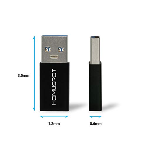 Homespot Usb-C Reversible Design To Usb-A Male Adapter Premium Aluminum Body Ultra Portable 5Gbps Data Speed Compatible With Ipad Samsung Galaxy Huawei Smartphones Black 1 Pack #TOP1