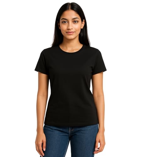 Image of Hangout Hub HH95 Tshirt for Womens | Regular Fit | Super Combed Cotton Women T-Shirt | Solid Plain Tees | Round Neck T Shirt | Half | Pack of 2 | 3 | 4 | 5 | 6