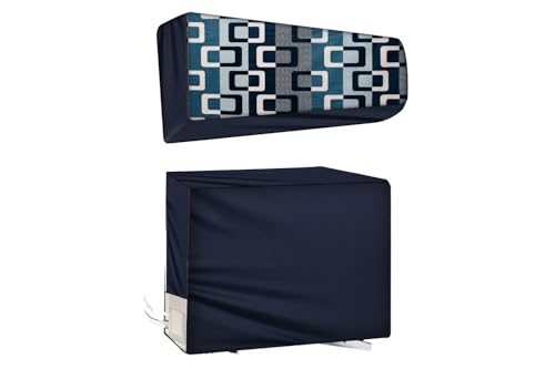 Image of The Furnishing Tree AC Cover Set of Indoor and Outdoor Unit for 1.5 ton Water Resistance & DustProof, Lattice Printed check Pattern Multi