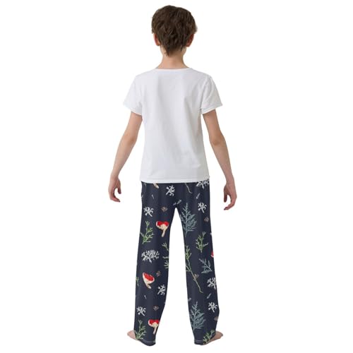 ZZXXB Mushroom Print Boys Long Pants Soft Trousers Elastic Waist Kids Lounge Bottoms with Pockets S-XL3