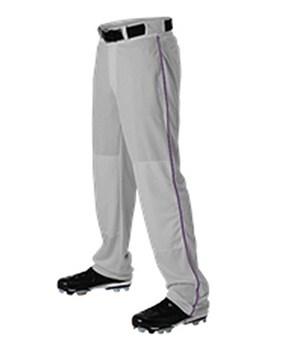 Alleson Adult Baseball Pant with Braid Grey, Purple 3X 605WLB 605WLB-GRPU-3X