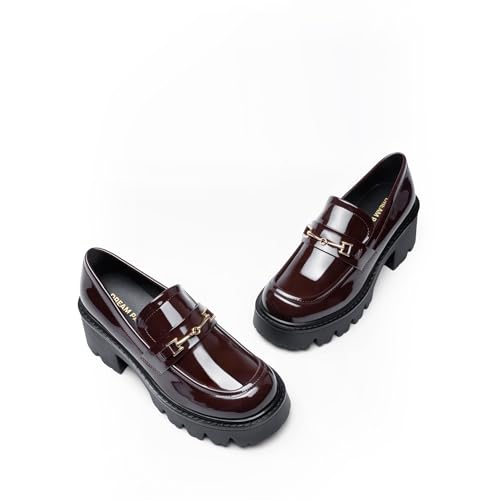 Image of DREAM PAIRS Women Loafers Platform Chunky Heel Slip On Lug Sole Casual Dressy Office Business Shoes