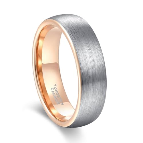 Bague de fiancaille tungstène anti-rayures 6 mm finition brossée mate taille 62 sans pierre