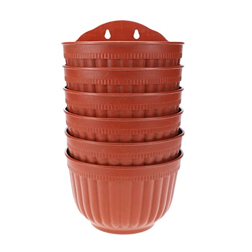 Wall Planters For Indoor Plants,6 Pack Resin Wall Planter Brick Red , 8.5 Inch Wall Mounted Garden Plant Flower Pot Basket Container Indoor Outdoor Use For Orchid Herb Aloe #TOP17
