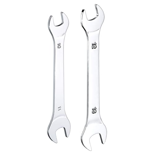 QUARKZMAN 2Pcs Clé à Fourche Double Extrémité Ouverte Clés Fines 10x11 / 12x13mm Métrique Clé Plate Ultra Fine et Petite, Polie Miroir, pour Réparation Automobile et Assemblage de Meubles