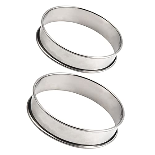 STOBAZA 2pcs Stainless Steel Mousse Mold Non-stick Baking Rings for Diy Cakes for Mousse and Tarts Household Baking Tool for All Occasions