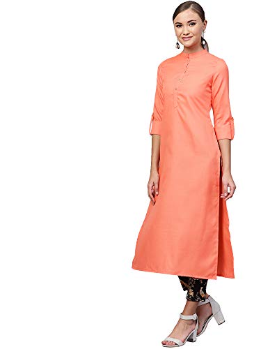 Image of INDO ERA Women's Cotton Solid Straight Kurta(IE11KT4CO1070)