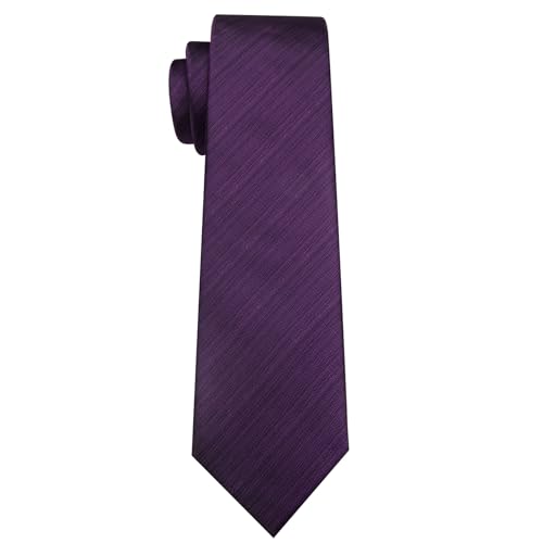 Image of Barry.Wang Plain Men Silk Ties Extra Long Satin Necktie for Wedding Business Handkerchief Cufflinks Set Solid Colors