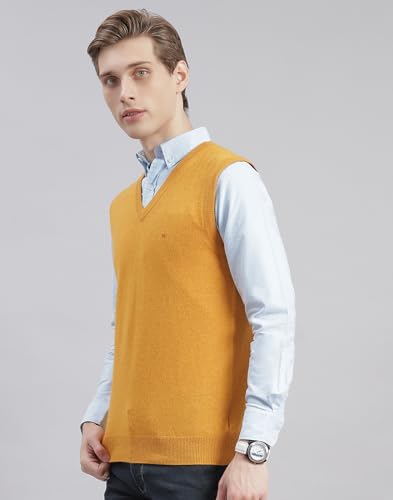 Image of Monte Carlo Off White Solid V Neck Sweater | Warm Woolen Pullover for Men | Soft Comfortable Knitted Winter Wear Sweater for Men's