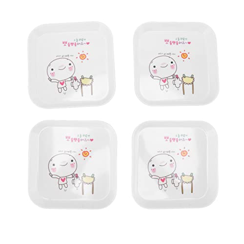 Plato de merienda de Frutas Platos de Postre 4 Piezas Bandejas multifuncionales de melamina para Servir en el hogar Restaurante Bandeja de Hueso para escupir Fácil de Limpiar (secar la Ropa)