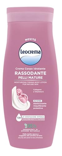 Leocrema Crema Corpo Rassodante, per Pelli Mature, con Collagene e Vitamina E, Crema Corpo Idratazione per 72 ore, 250ml