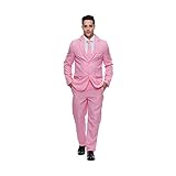 EraSpooky Mens Suits for Party Solid Color Leisure Suit Include Jacket Pants Tie (X-Large, Pink)
